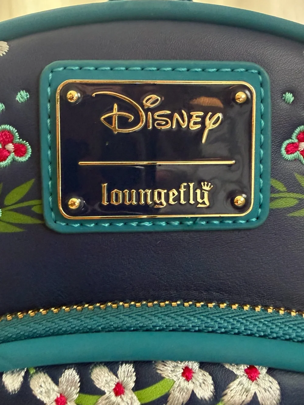 Disney Loungefly Aurora Floral Mini Backpack - Navy Teal